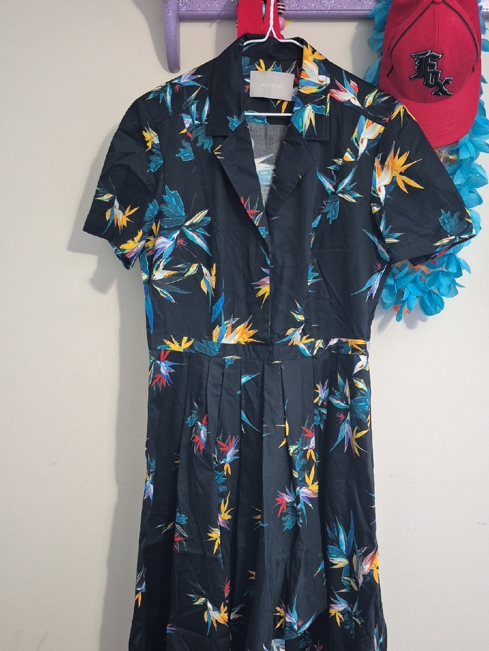 Jason Wu Black Tropical Floral Dress Birds Of Paradise Size 12